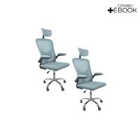 Kit Com 2 Cadeiras De Escritório Diretor Oficial Vegas Com Apoio + Ebook Azul E Preto 2 - 2