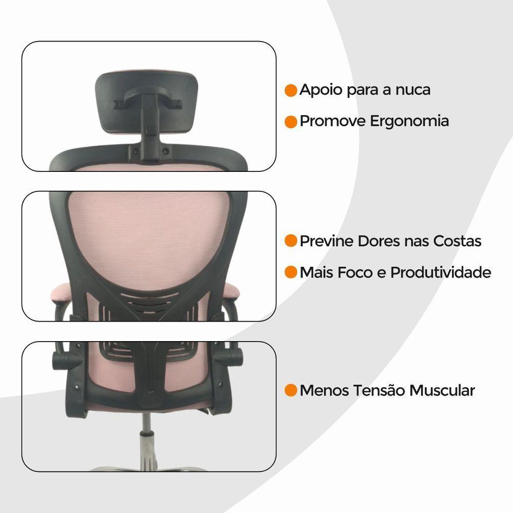 Cadeira De Escritório Diretor Oficial Vegas Com Apoio + Ebook Rosa E Preto 1 - 7