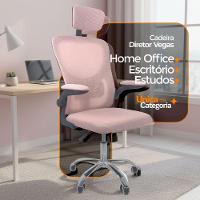 Cadeira De Escritório Diretor Oficial Vegas Com Apoio + Ebook Rosa E Preto 1 - 3