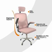 Cadeira De Escritório Diretor Oficial Vegas Com Apoio + Ebook Rosa E Preto 1 - 6