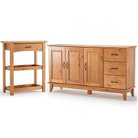 Kit Balcão Buffet 3 Portas E Aparador 100% Madeira Rústica Belaine Carvalho - 1