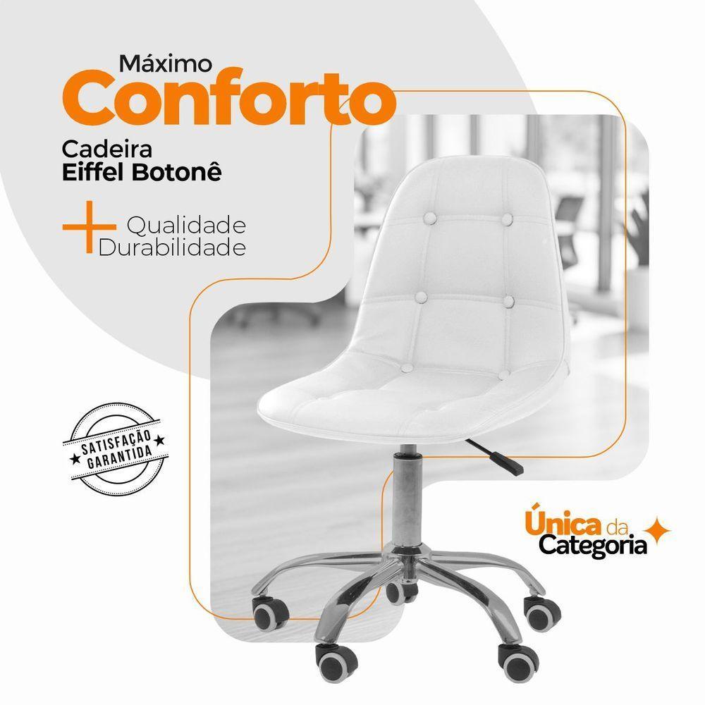 Cadeira Office Eiffel Botonê Ajustável Oficial Girat + Ebook Branco 1 - 4