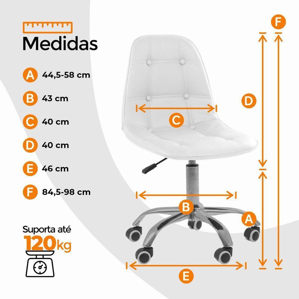 Cadeira Office Eiffel Botonê Ajustável Oficial Girat + Ebook Branco 1 - 6
