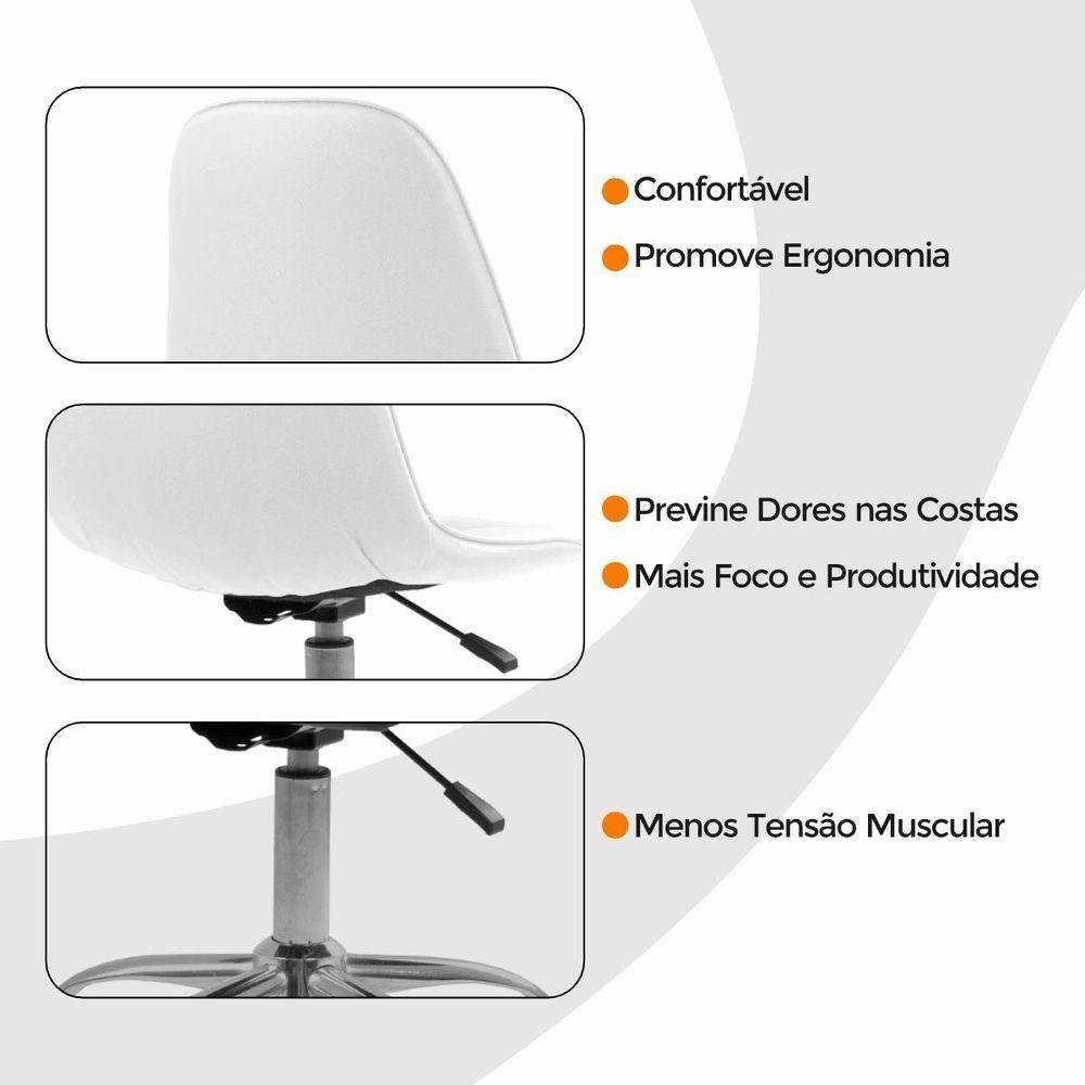 Cadeira Office Eiffel Botonê Ajustável Oficial Girat + Ebook Branco 1 - 7