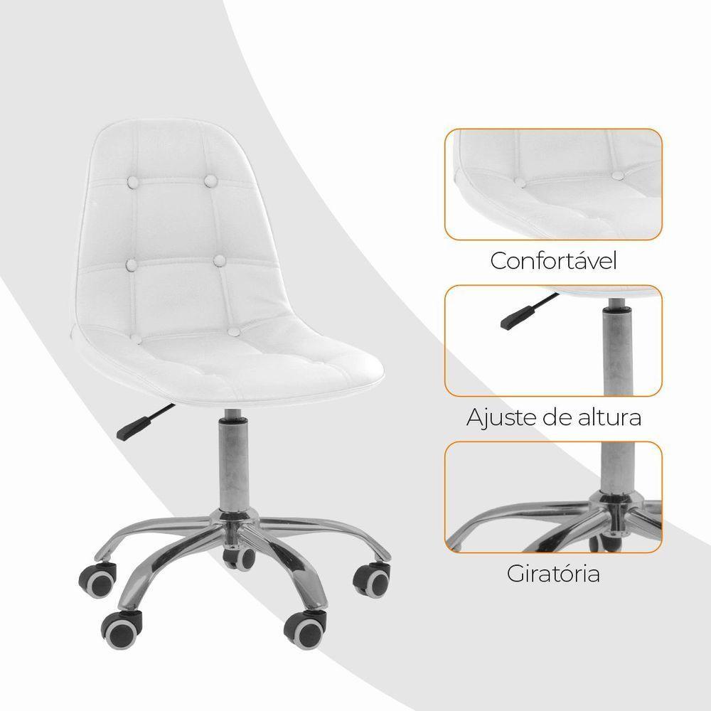 Cadeira Office Eiffel Botonê Ajustável Oficial Girat + Ebook Branco 1 - 8