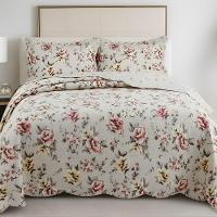 Kit Cobre Leito Colcha Magnus King 3 Peças Dupla Face Estampado Floral - Garden - 100% Poliéster - 3