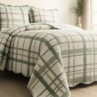 Kit Cobre Leito Colcha Magnus Super King 3 Peças Dupla Face Estampado Geométrico - Verde - 100% Poliéster