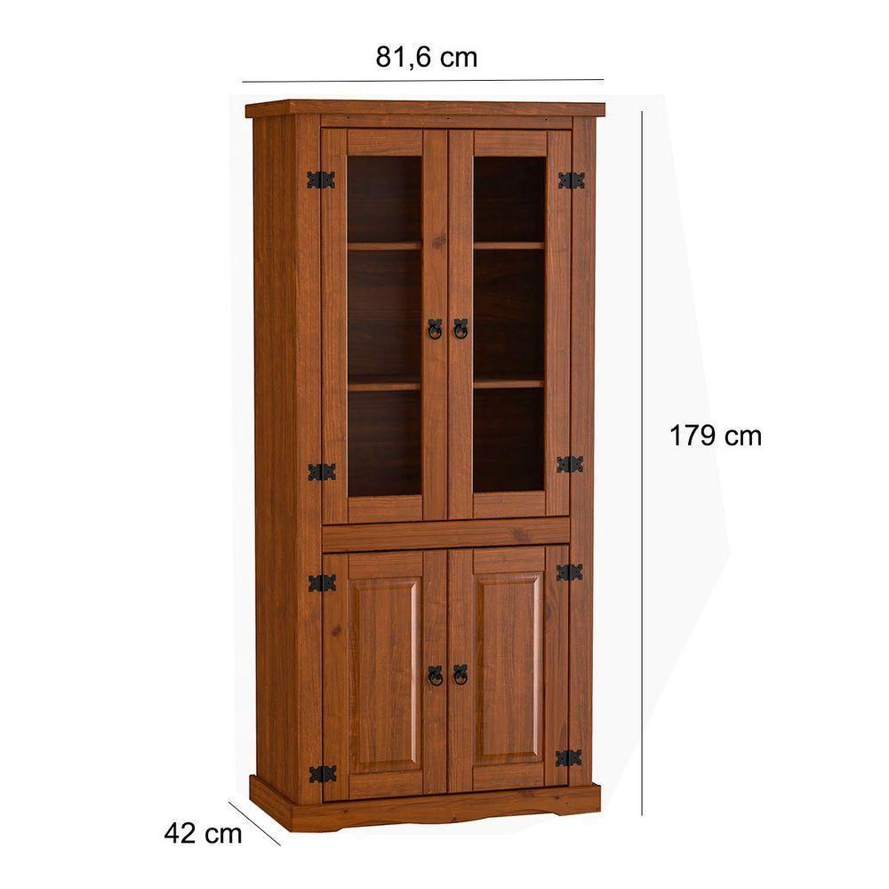 Kit Balcão Buffet E Cristaleira 4 Portas 100% Madeira King Imbuia - 5