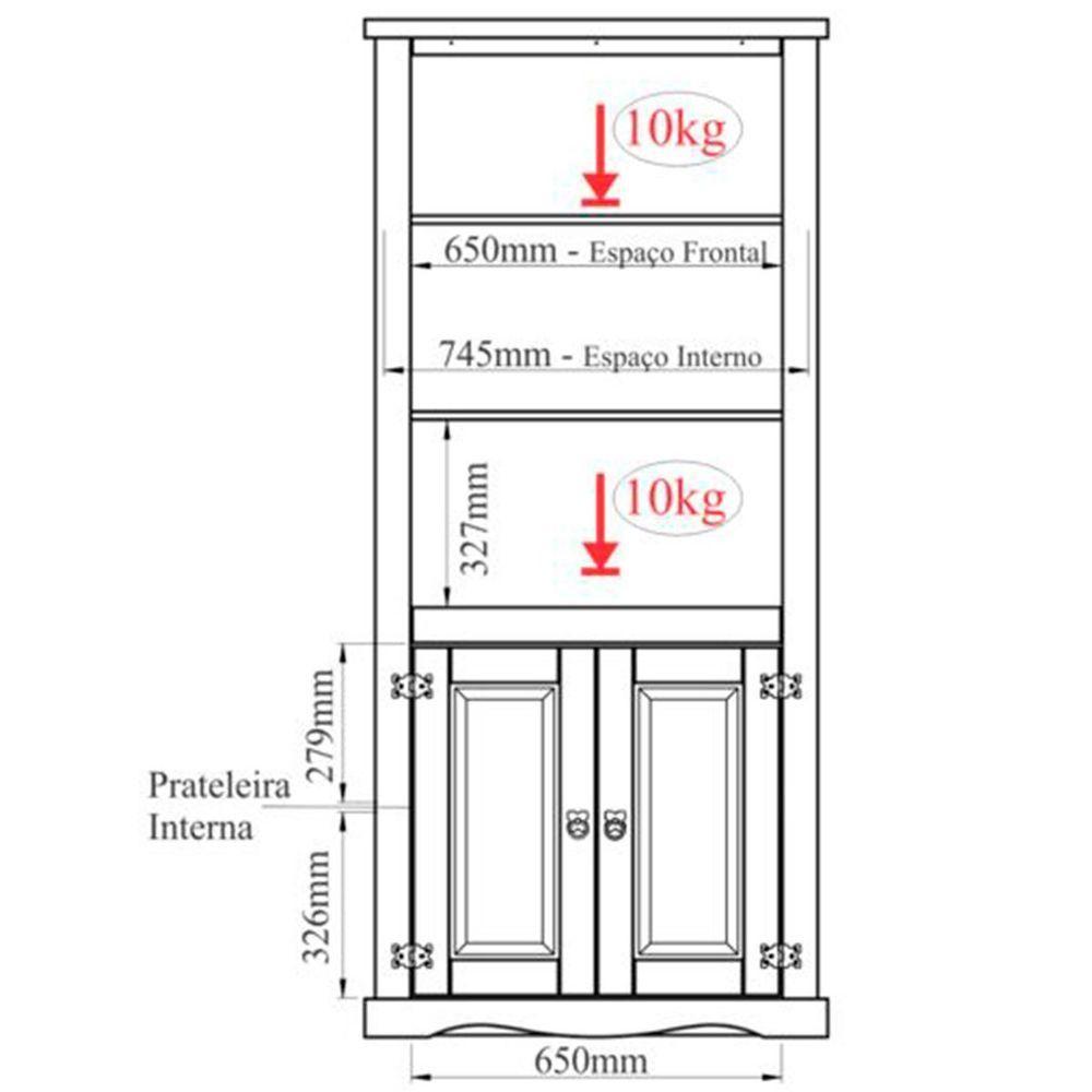 Kit Balcão Buffet E Cristaleira 4 Portas 100% Madeira King Imbuia - 7