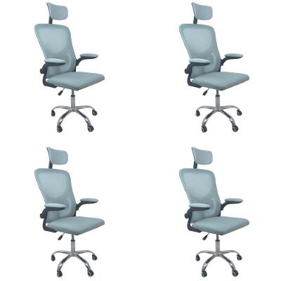 Kit Com 4 Cadeiras De Escritório Diretor Oficial Vegas Com Apoio + Ebook Azul E Preto 4