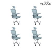 Kit Com 4 Cadeiras De Escritório Diretor Oficial Vegas Com Apoio + Ebook Azul E Preto 4 - 2