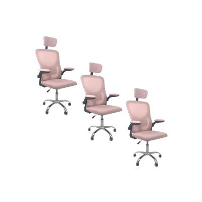 Kit Com 3 Cadeiras De Escritório Diretor Oficial Vegas Com Apoio + Ebook Rosa E Preto 3