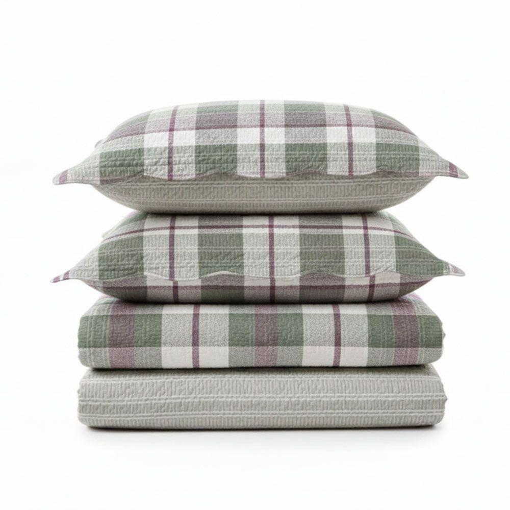 Kit Cobre Leito Colcha Magnus Casal 3 Peças Dupla Face Estampado Geométrico - Verde - 100% Poliéster - 1