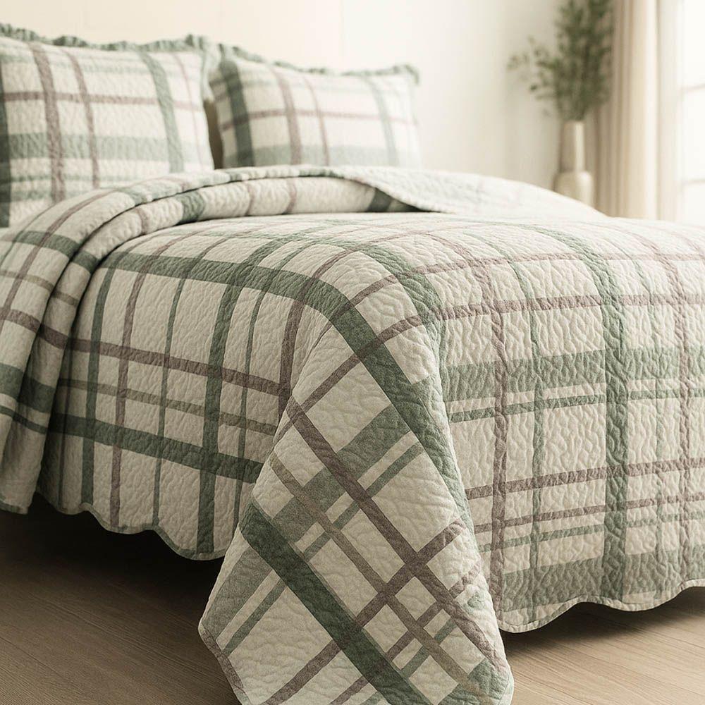 Kit Cobre Leito Colcha Magnus Casal 3 Peças Dupla Face Estampado Geométrico - Verde - 100% Poliéster - 4