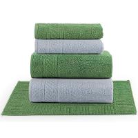 Jogo De Banho Toalhas Yara 100% Algodão Fio Penteado Macio 05 Peças Listras - Floresta Verde Cinza - 1