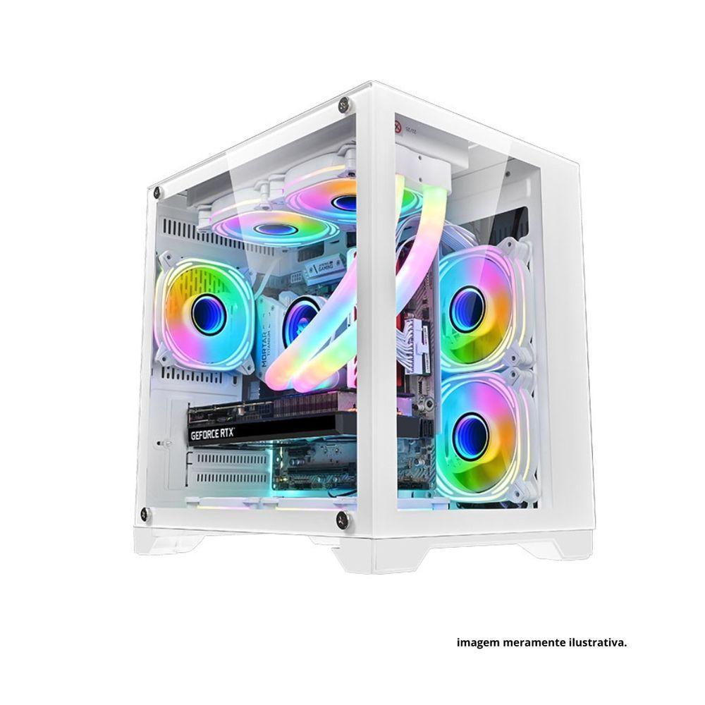 Gabinete Gamer Brazil PC Aquário 4 Coolers Frente E Lateral De Vidro Branco - 1