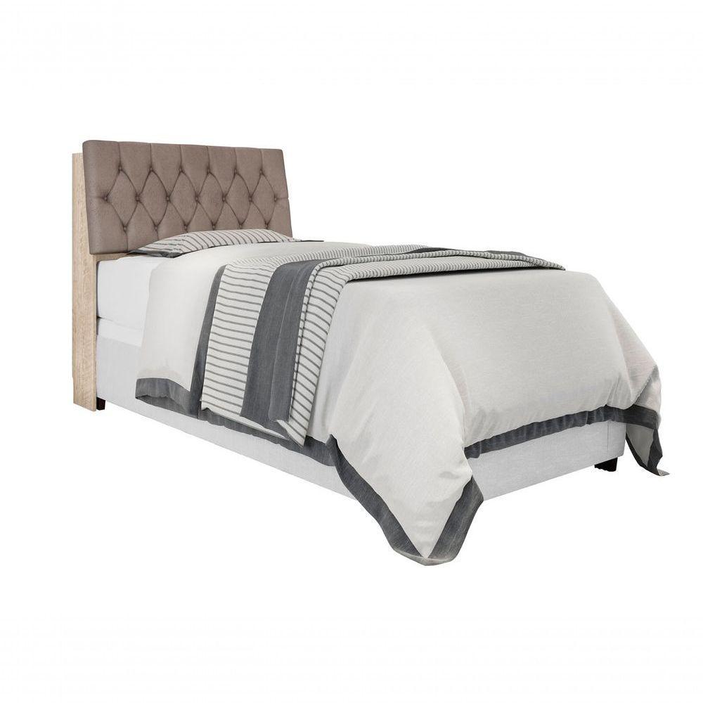 Cabeceira Box Solteiro Amarula Com Capitonê Bege Escuro - 1