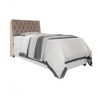 Cabeceira Box Solteiro Amarula Com Capitonê Bege Escuro - 1