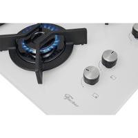 Cooktop A Gás Fischer 4 Bocas Tripla Chama Infinity Com Trempe De Ferro Fundido Mesa Vidro Branco Bivolt