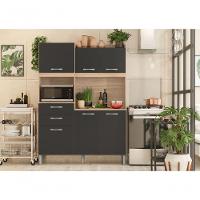 Kit Cozinha Andrey 6 Portas 2 Gavetas Avena Grafito - 2