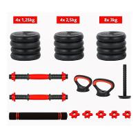 Kit Halteres 6 Em 1 Peso Musculação Até 40kg Ajustável Halter, Kettlebell, Anilha Preto-vermelho - 8