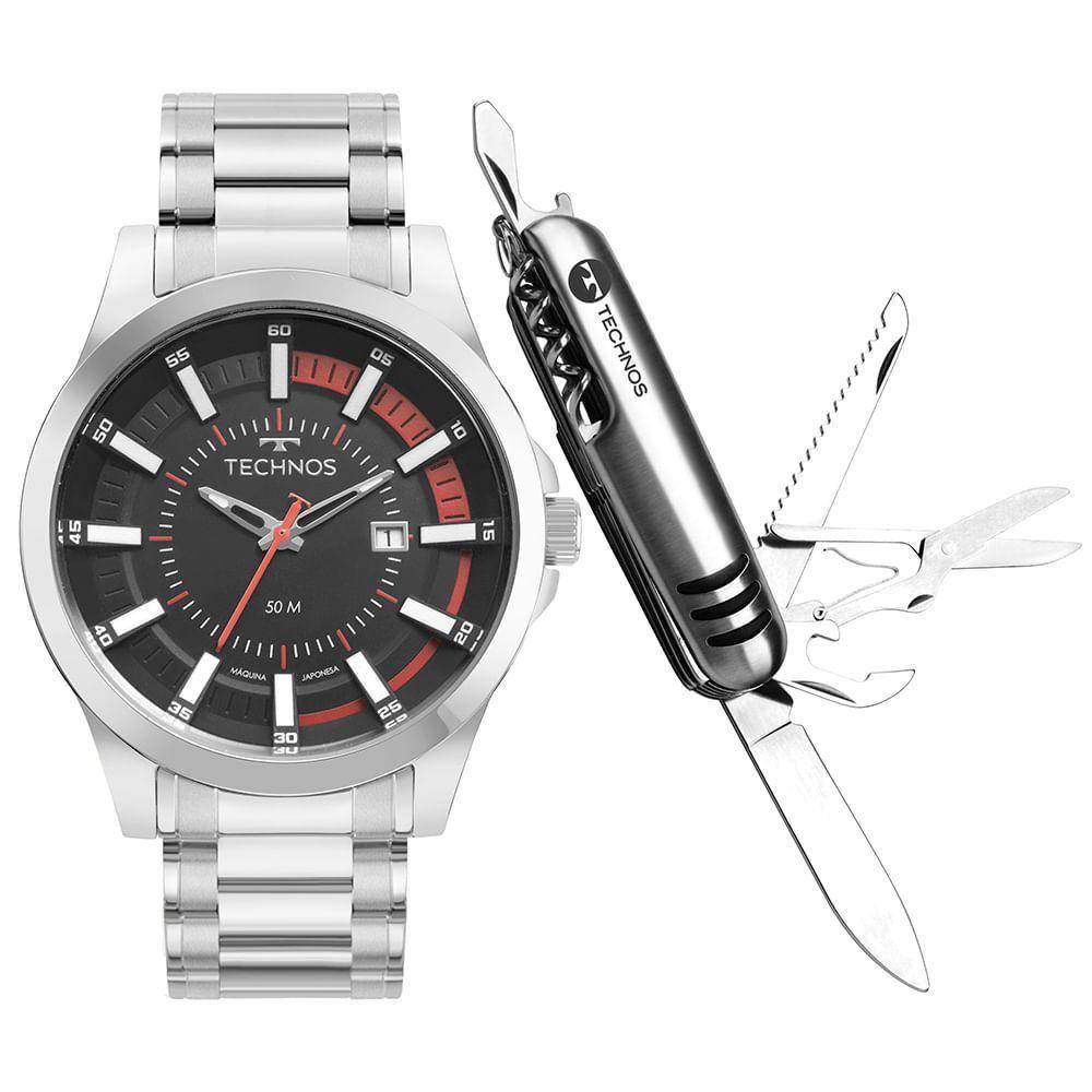 Kit Technos Masculino Racer Basico Prata - 2117lfe/k1p - 1