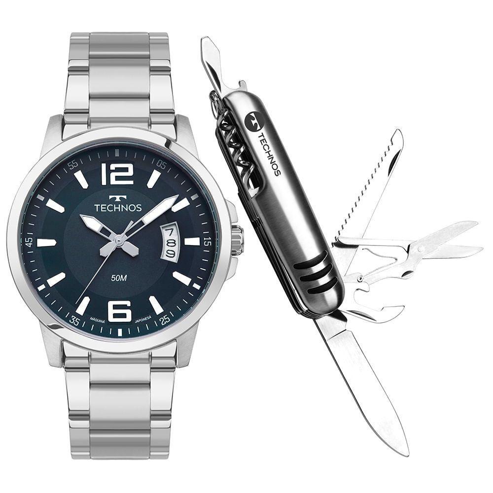 Kit Technos Masculino Racer Basico Prata - 2315lar/k1a Relógio Technos Masculino Racer Basico Prata - 2315lar/k1a - 1