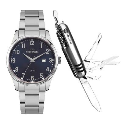 Kit Technos Masculino Steel Prata - 2115tzc/k1a Relógio Technos Masculino Steel Prata - 2115tzc/k1a