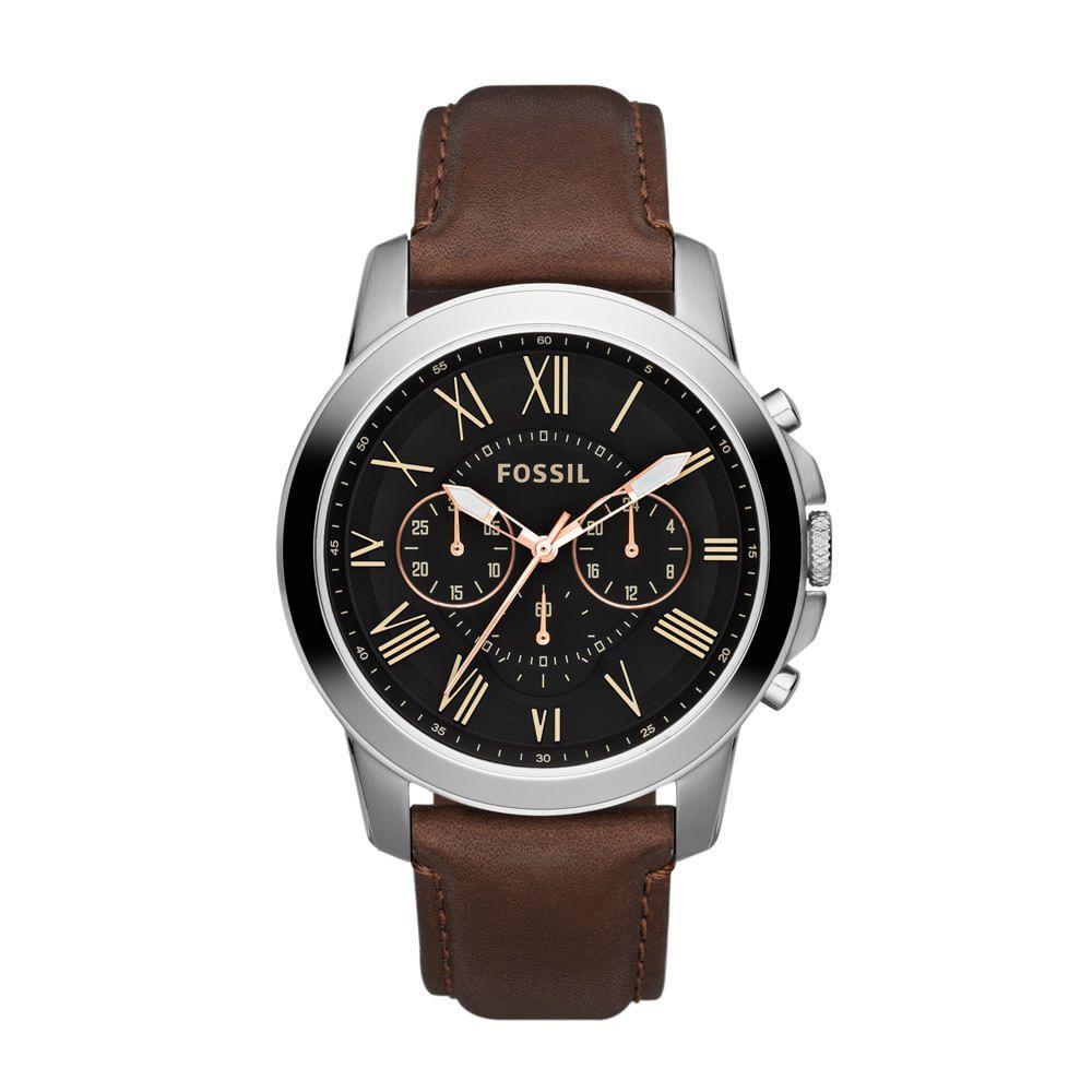 Relógio Fossil Masculino Grant Prata - Fs4813/z Fs4813/z - 1