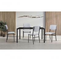 Conjunto Mesa Atenas 120cm 4 Cadeiras Confort Gol Decor Preto/preto/courino Off/preto - 1