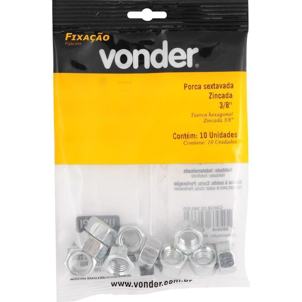 Porca Sextavada De 3-8'' Rosca Unc 10 Peças Vonder - 2