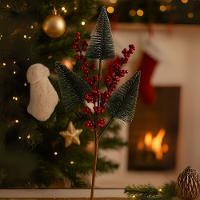 Jogo 2 Galhos Decor Natal 3 Pinheiros Nevados E Berries 48cm - Magizi - 2