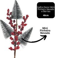 Jogo 2 Galhos Decor Natal 3 Pinheiros Nevados E Berries 48cm - Magizi - 5