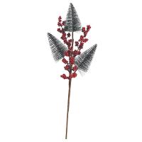 Galho Decorativo Natal 3 Pinheiros Nevados E Berries 48cm - Magizi - 1