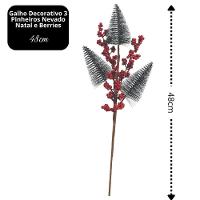 Galho Decorativo Natal 3 Pinheiros Nevados E Berries 48cm - Magizi - 5