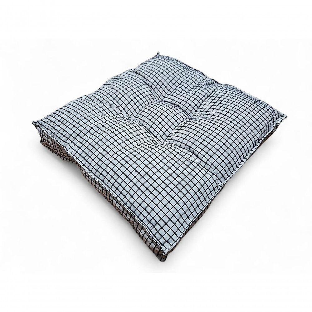 Almofada Futon 70x70 Cm Jacard Prada Quadriculado Decoração Preto - 2