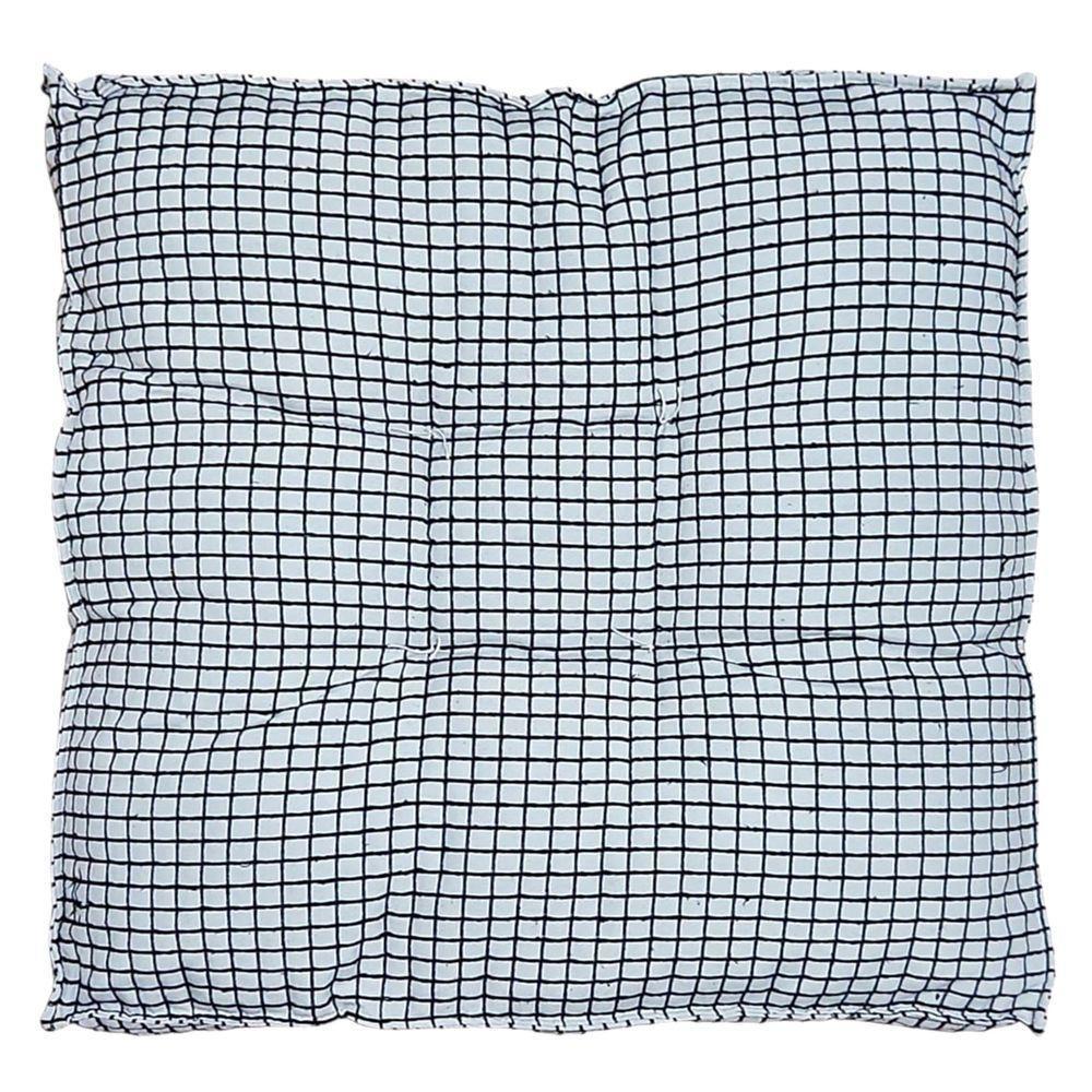 Almofada Futon 70x70 Cm Jacard Prada Quadriculado Decoração Preto - 3