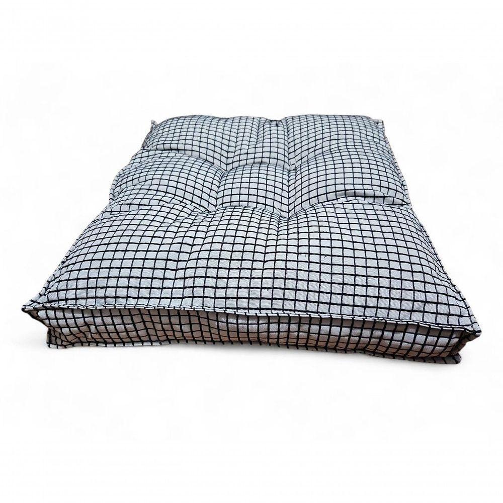 Almofada Futon 70x70 Cm Jacard Prada Quadriculado Decoração Preto - 4