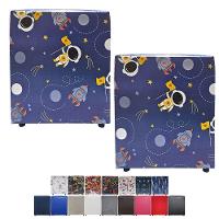 Kit 02 Mini Puff Banqueta Quadrado Decorativo Courino E Suede Astronauta Courino - 1