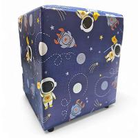 Kit 02 Mini Puff Banqueta Quadrado Decorativo Courino E Suede Astronauta Courino - 2