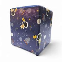 Mini Puff Banqueta Quadrado Cubo Decorativo Courino E Suede Astronauta Courino - 4