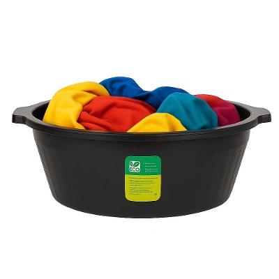 Bacia Plástica Multiuso 20 L Com Alça Reforçada Preta Para Lavanderia E Limpeza