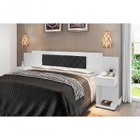 Cabeceira Box Bruna Branco Com Capitonê Preto - 3