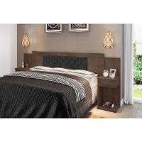 Cabeceira Box Bruna Chocolate Com Capitonê Preto - 2