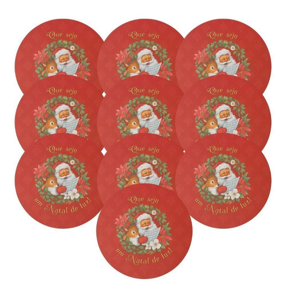 Kit 10 Sousplat Jogo Americano Decoração De Natal Mesa Posta Modelo:vermelho Arabesco - 1