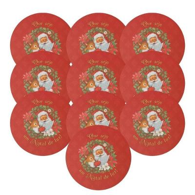 Kit 10 Sousplat Jogo Americano Decoração De Natal Mesa Posta Modelo:vermelho Arabesco