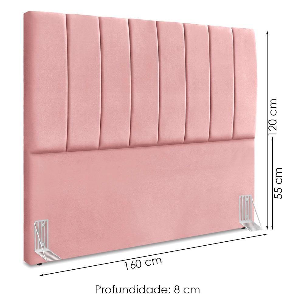 Cabeceira Queen 160 Cm Com Frame Dalia Suede Rosa Artte Rosa - 3