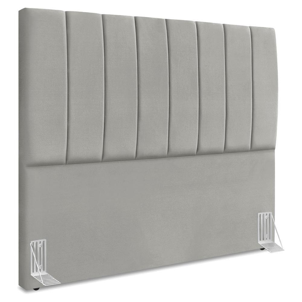 Cabeceira Queen 160 Cm Com Frame Dalia Suede Cinza Claro Artte Cinza Claro - 1