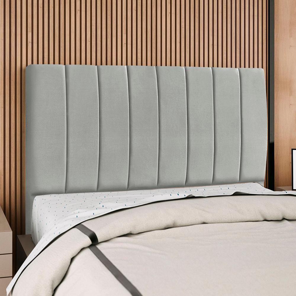 Cabeceira Queen 160 Cm Com Frame Dalia Suede Cinza Claro Artte Cinza Claro - 2