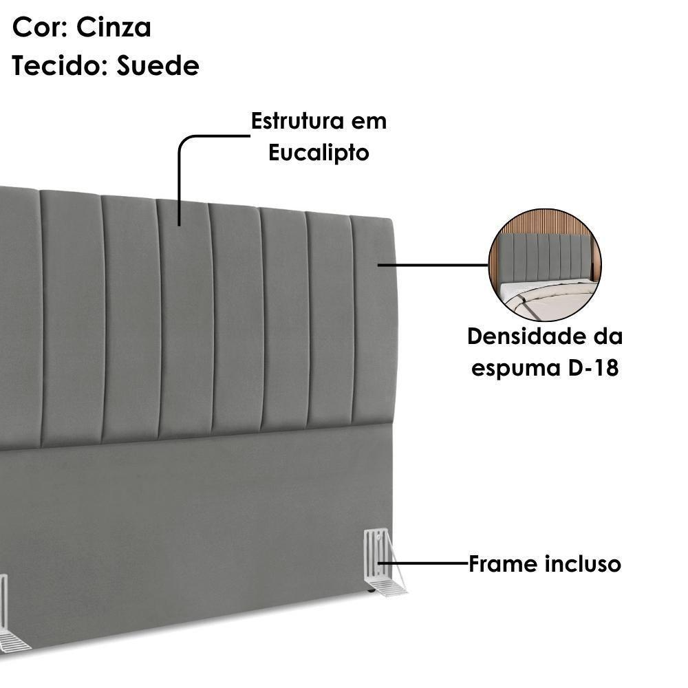Cabeceira Queen 160 Cm Com Frame Dalia Suede Cinza Artte Cinza - 7